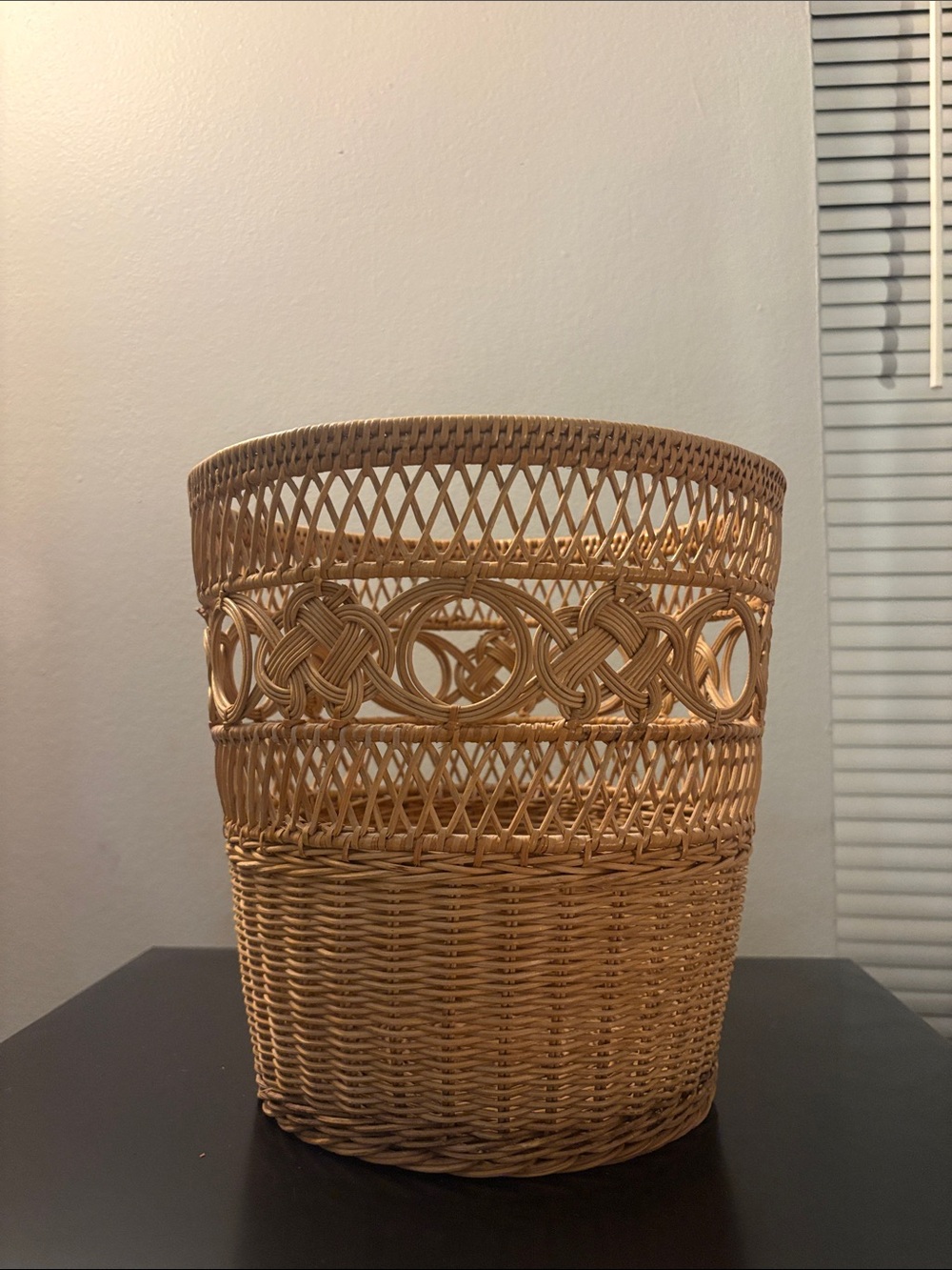 Vintage Boho Natural Wicker Rattan Waste Basket/Planter